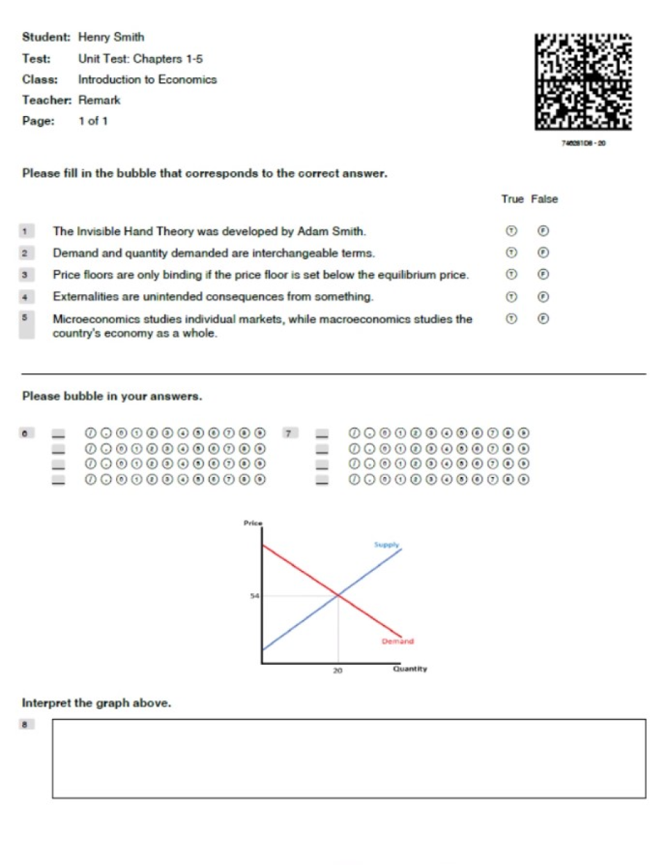 screenshot of Remark Test Grading